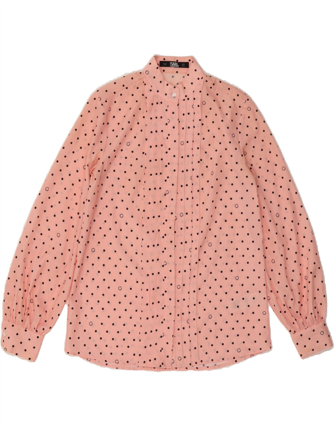 KARL LAGERFELD Womens Shirt Blouse UK 14 Medium Pink Polka Dot Polyester Vintage Karl Lagerfeld and Second-Hand Karl Lagerfeld from Messina Hembry 