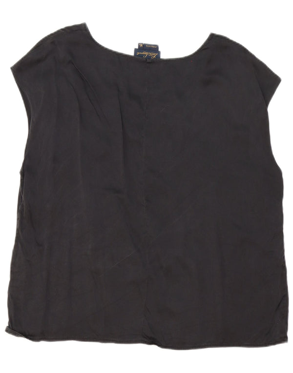 Luisa Spagnoli Chemisier sans manches pour femme UK 18 XL Soie noire