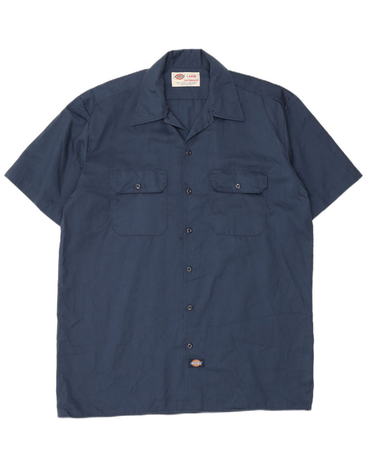Dickies Chemise à manches courtes pour homme Large Bleu marine Polyester