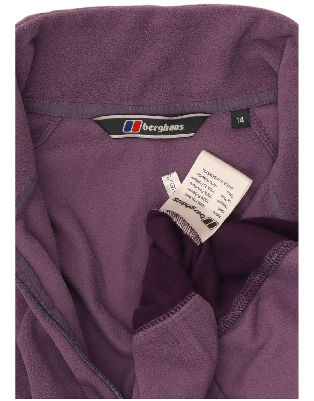 BERGHAUS Pull polaire à col zippé pour femme UK 14 Large Violet Colourblock