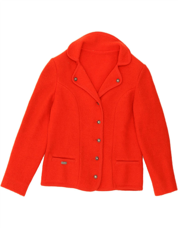 MUNCHNER STRICKMODEN Womens Knit 5 Button Blazer Jacket UK 14 Medium Red Vintage Munchner Strickmoden and Second-Hand Munchner Strickmoden from Messina Hembry 
