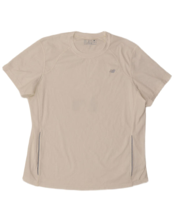 New Balance Mens T-Shirt Top XL White Colourblock Polyester