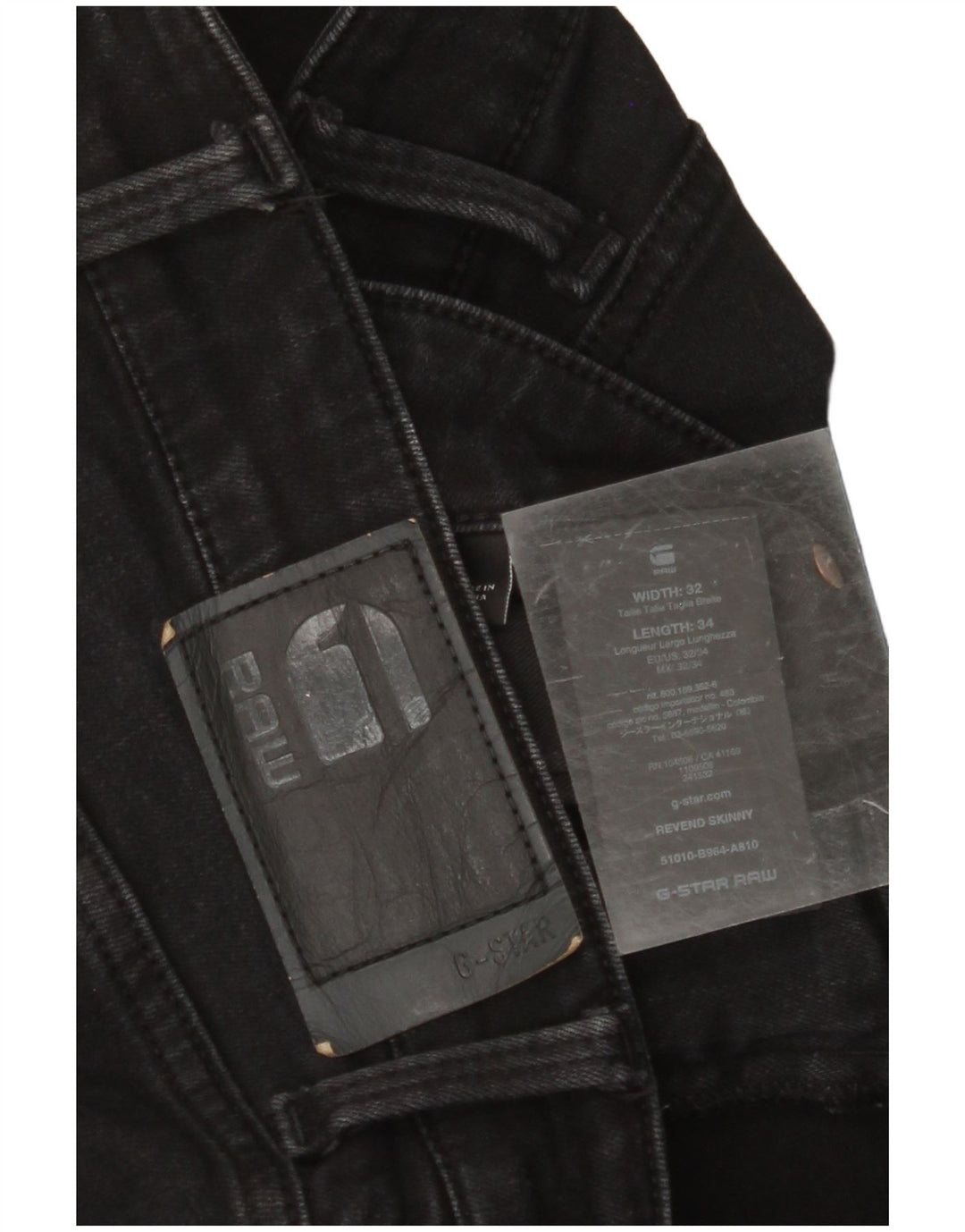 G-STAR Jean Revend Skinny W32 L34 Homme Noir Coton