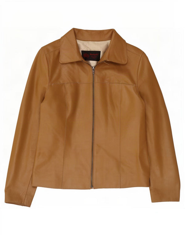 veste en cuir femme vintage UK 8 Petit Beige