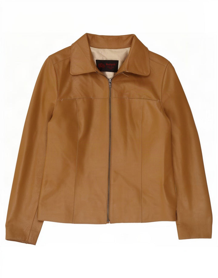 veste en cuir femme vintage UK 8 Petit Beige