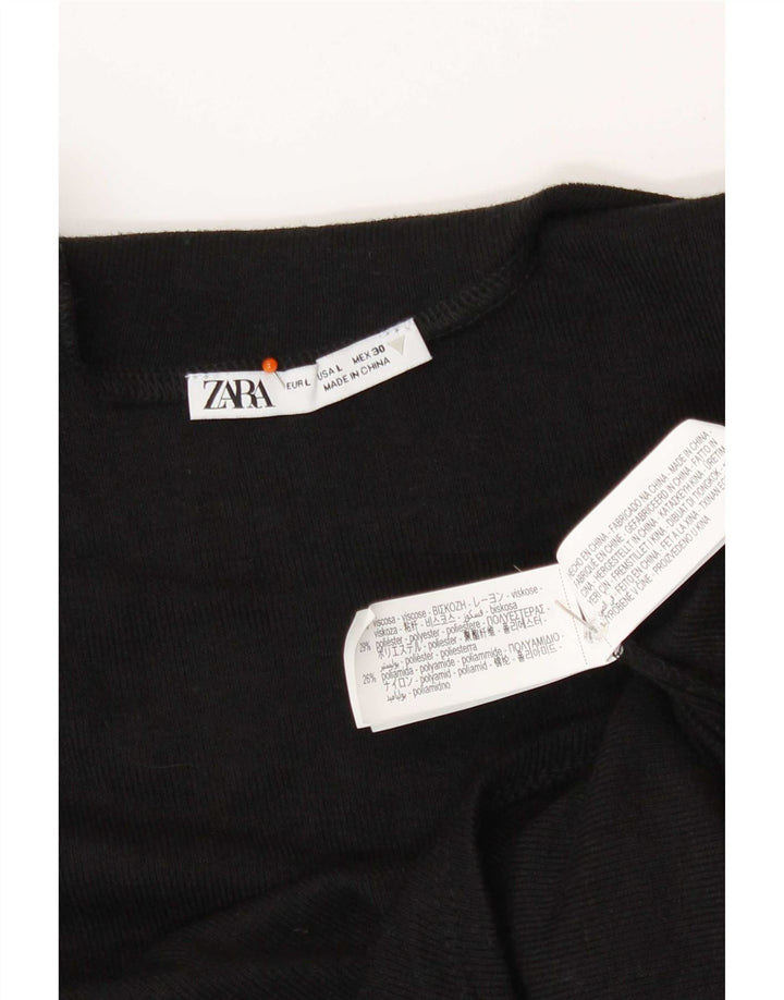 Zara Femme Haut Une Épaule UK 14 Large Noir Viscose
