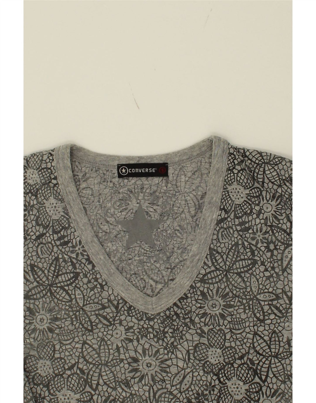CONVERSE Womens Top Long Sleeve UK 10 Small Grey Floral Cotton Vintage Converse and Second-Hand Converse from Messina Hembry 