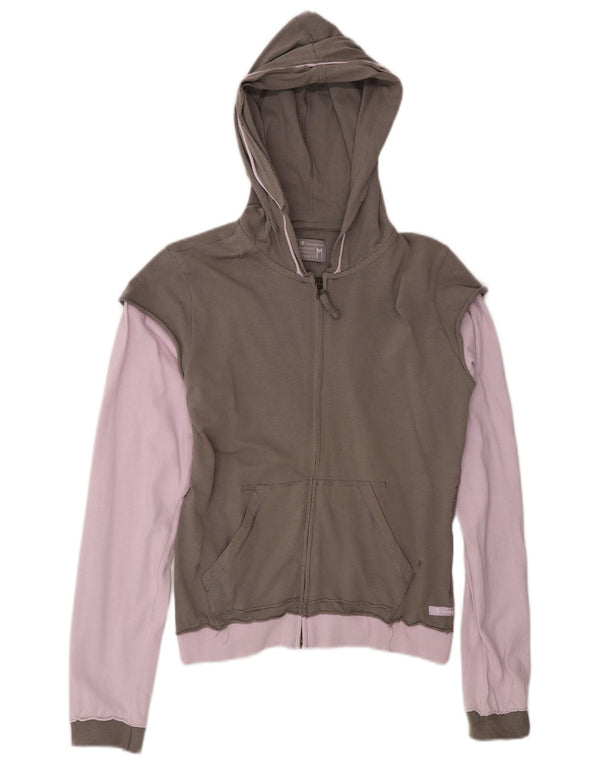 Champion Pull à capuche zippé pour femme UK 12 Gris moyen Colourblock