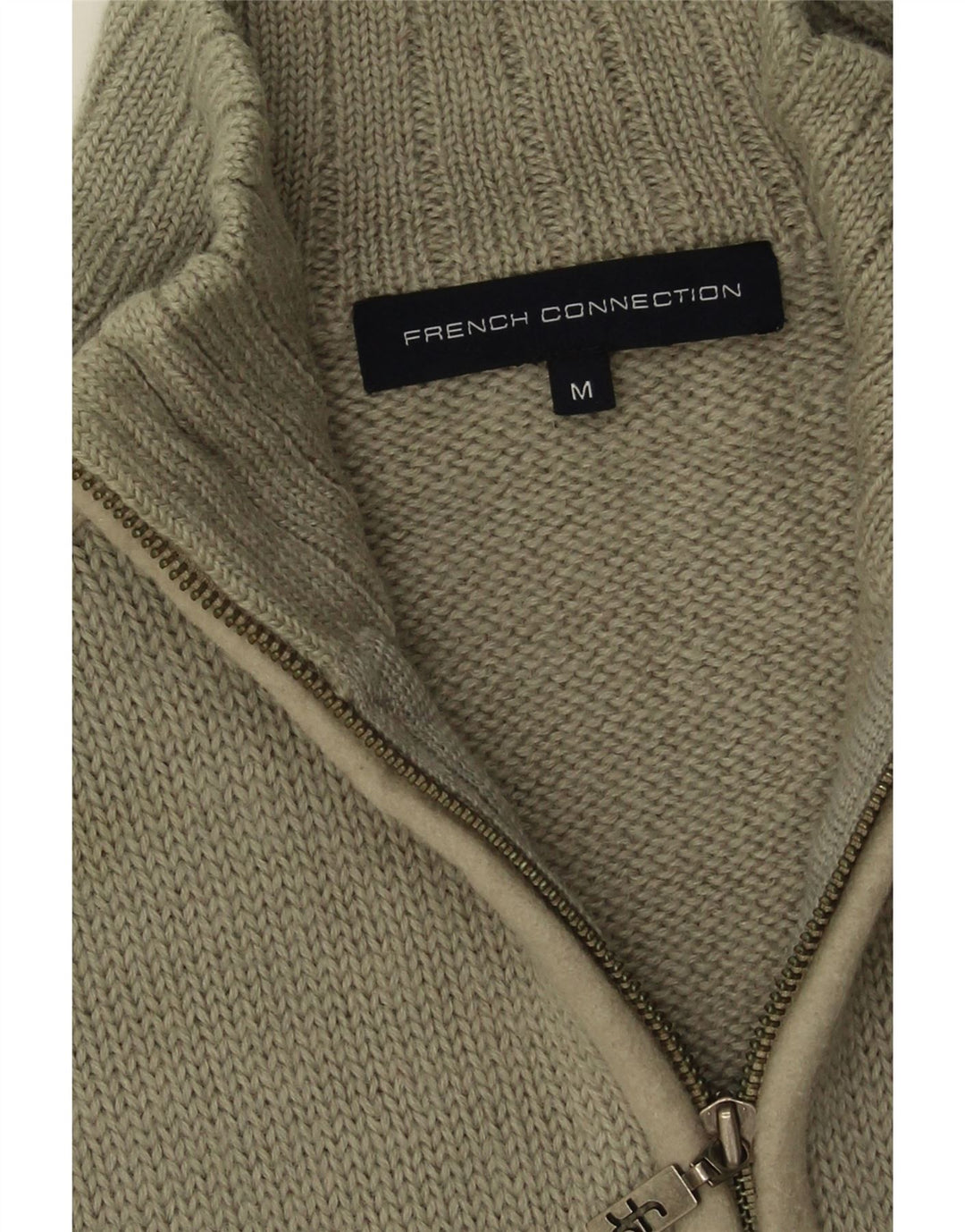 French Connection Cardigan Pull Homme Kaki Moyen Laine Colorblock