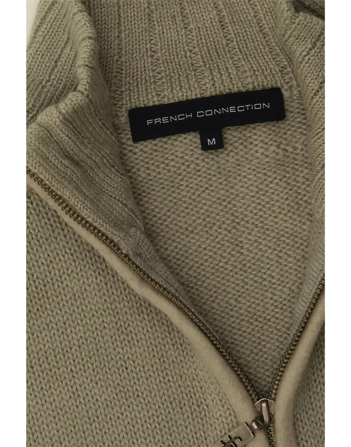 French Connection Cardigan Pull Homme Kaki Moyen Laine Colorblock