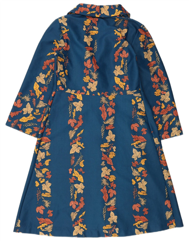 Robe Robe Femme Vintage UK 14 Bleu Moyen Floral