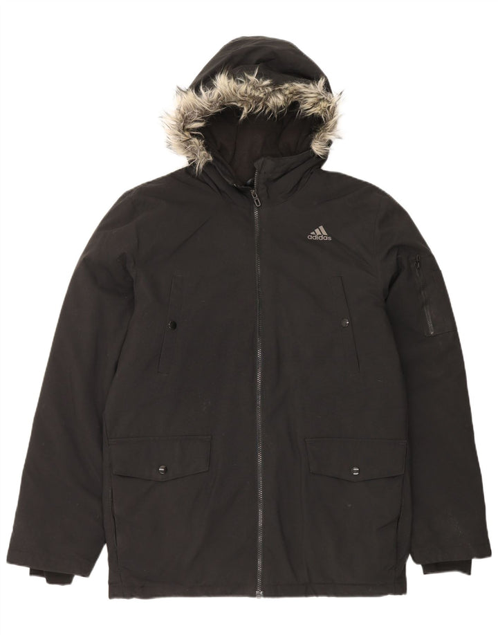 Adidas Parka à capuche pour homme UK 36 Petit nylon noir