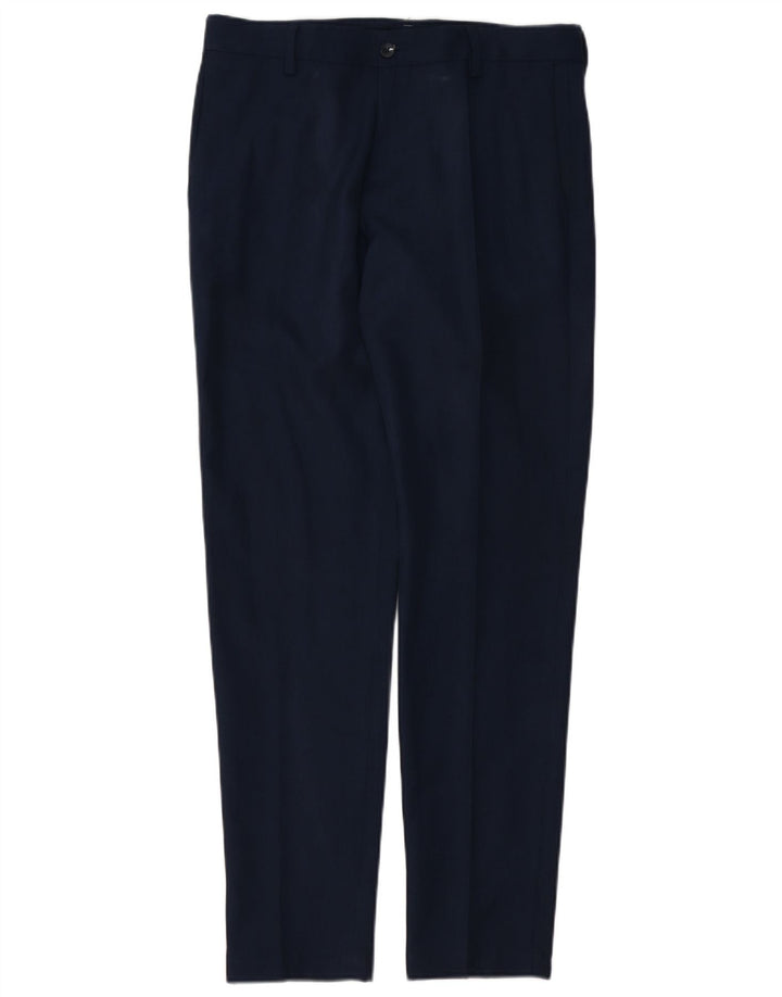 Zara Pantalon de costume slim pour homme EU 40 Medium W31 L32 Bleu marine Polyester