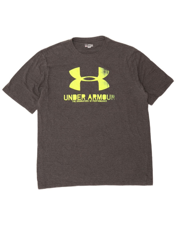 Under Armour Heat Gear Graphic T-Shirt Top 2XL Gris Coton