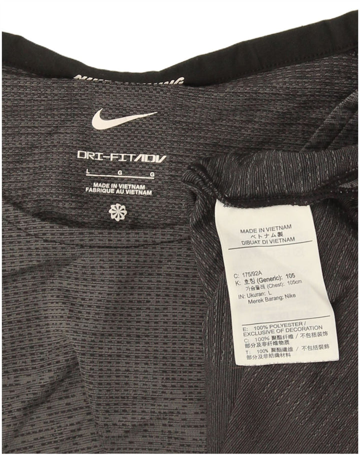 Nike Hommes Dri Fit T-Shirt Haut Large Gris Polyester Sports