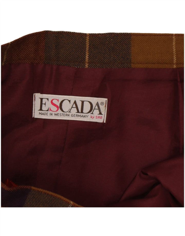 Escada Femme Jupe Trapèze Plissée W30 Laine À Carreaux Multicolore Moyen