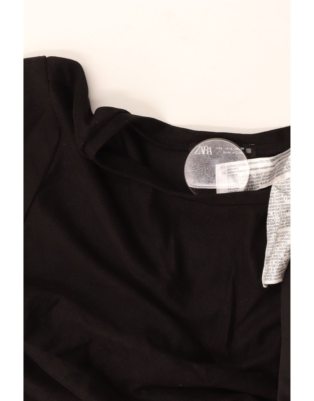 ZARA Robe trapèze pour femme UK 46 Large Noir Floral Polyester