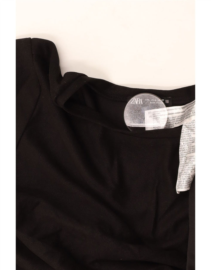 ZARA Robe trapèze pour femme UK 46 Large Noir Floral Polyester