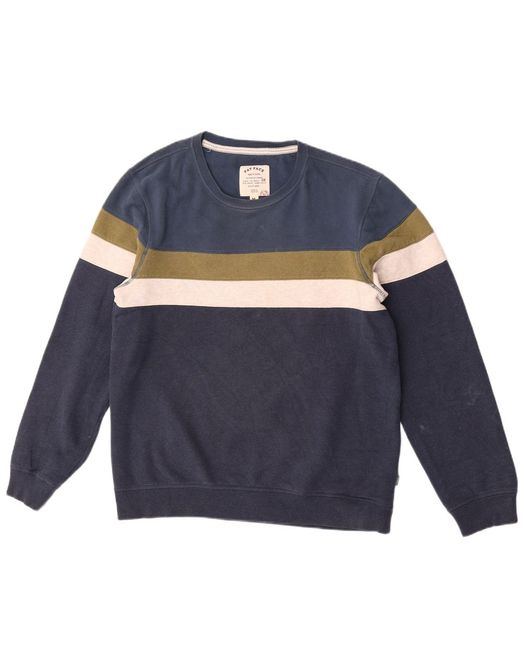 Fat Face Sweat-shirt pour homme en coton color block bleu marine moyen