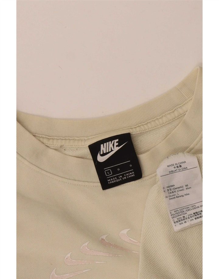 Nike Sweat-shirt surdimensionné graphique pour femme UK 16 Grand coton beige