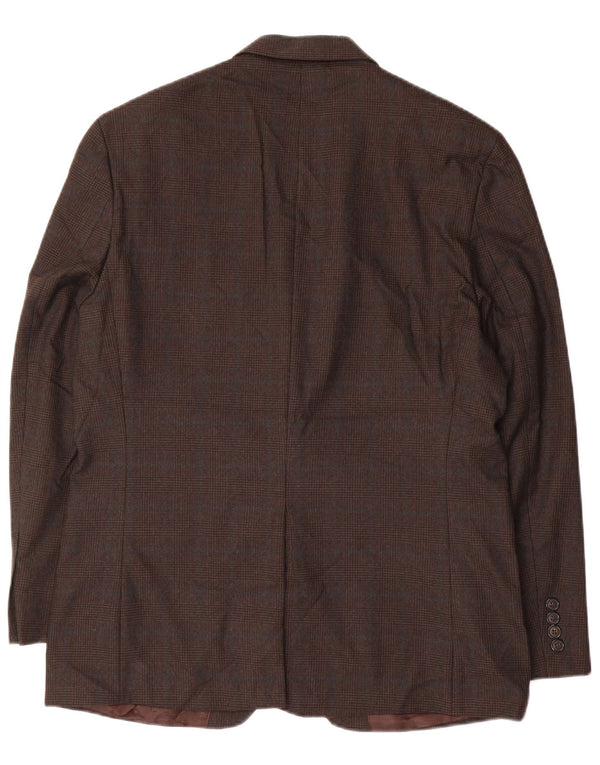 Chaps Veste Blazer 2 Boutons Homme UK 40 Grand Marron à Carreaux Polyester