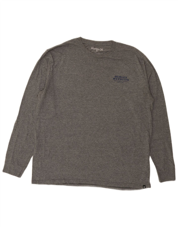 Hurley Haut graphique à manches longues pour homme en coton moucheté gris grand