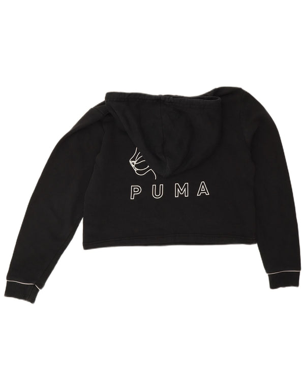 Puma Sweat à capuche court surdimensionné pour femme UK 6 XS Noir Coton