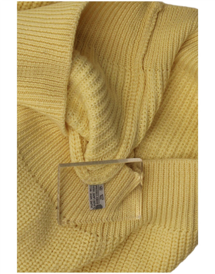vintage Mens Crew Neck Jumper Pull Moyen Jaune Laine