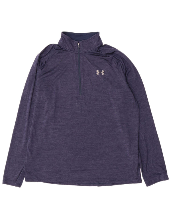 Under Armour Haut de survêtement à col zippé pour homme, grandes rayures bleu marine