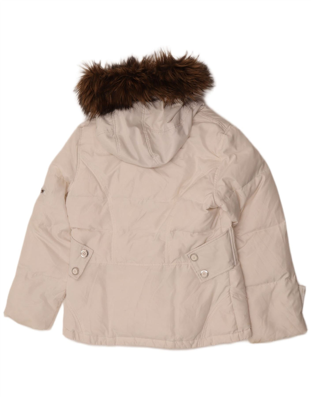 Calvin Klein Veste matelassée à capuche pour femme UK 16 Large Blanc Polyester