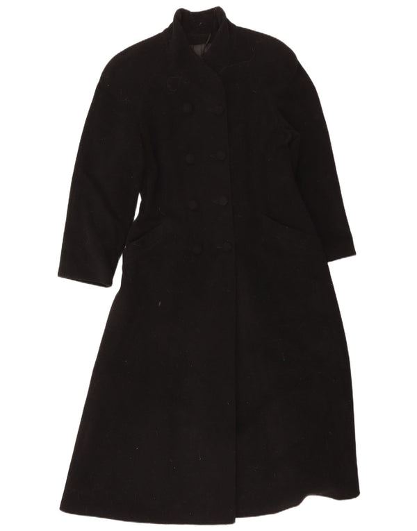vintage Femme Double Breasted Coat UK 8 Petite laine noire