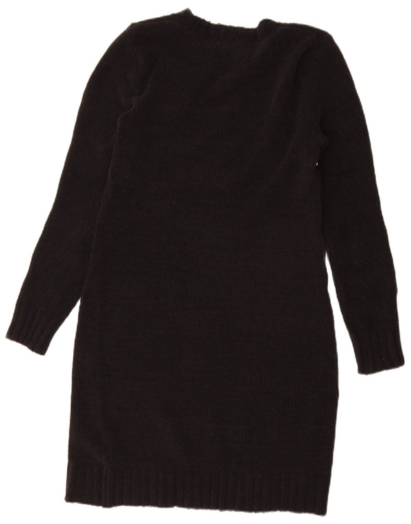Dkny Robe pull graphique à manches longues pour femme UK 16 Large Noir Colourblock