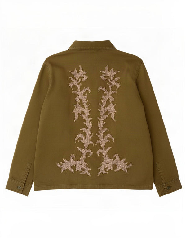 Zara Veste utilitaire graphique pour femme UK 16 Grand coton cachemire kaki