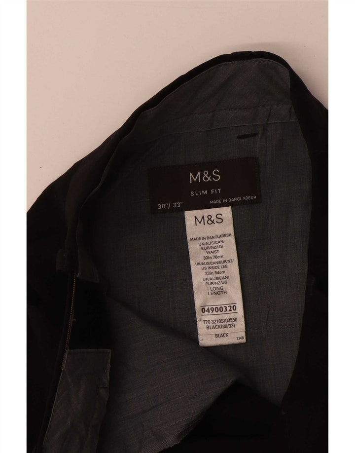 Marks & Spencer Pantalon de costume coupe slim pour femme W30 L33 Noir Polyester