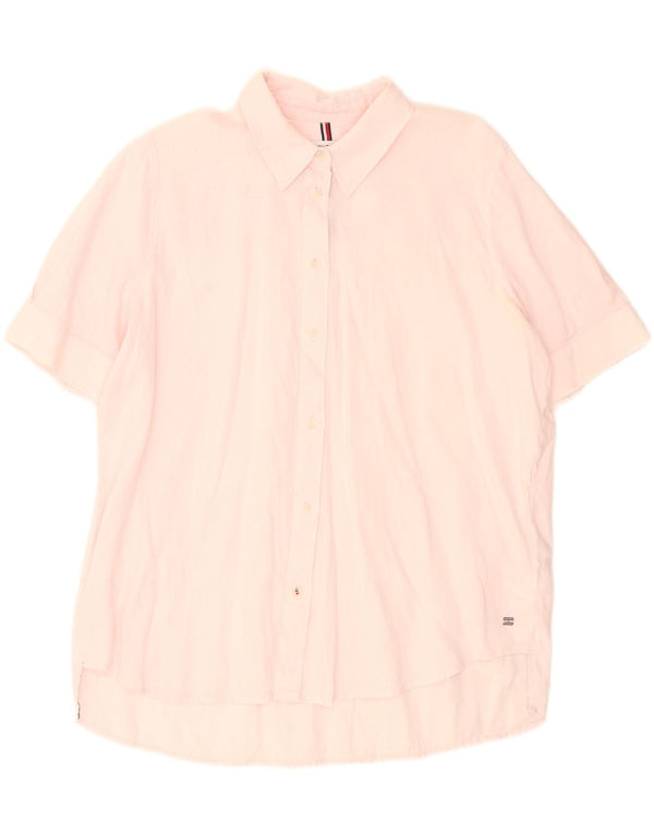 Tommy Hilfiger Chemise surdimensionnée à manches courtes pour femme UK 12 Lin rose moyen