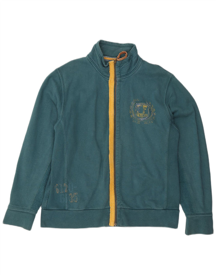 Fat Face Veste de survêtement graphique pour homme en coton vert Taille L