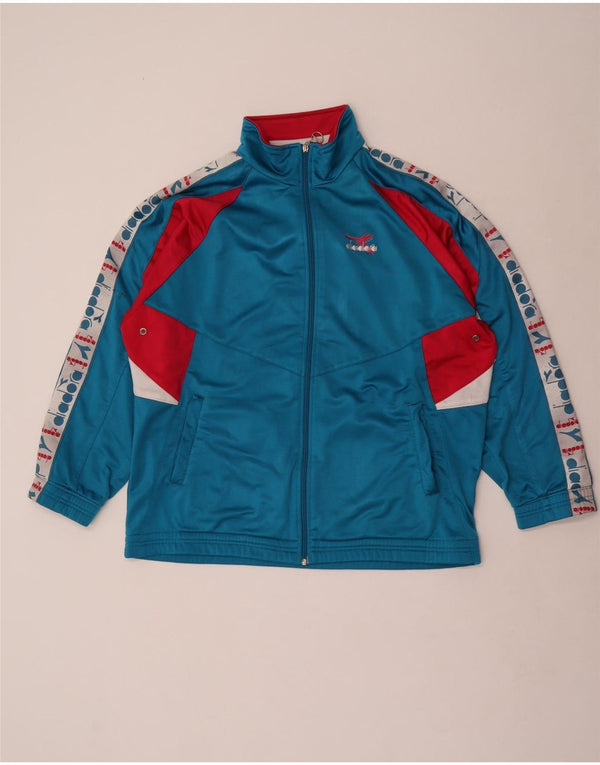 Diadora Veste de survêtement graphique pour hommes UK 44 XL Bleu Colorblock