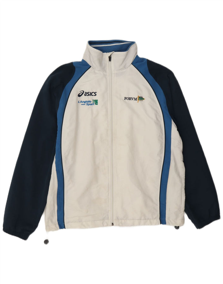 Asics Veste de Survêtement Graphique Homme Blanc Moyen Polyester Colorblock