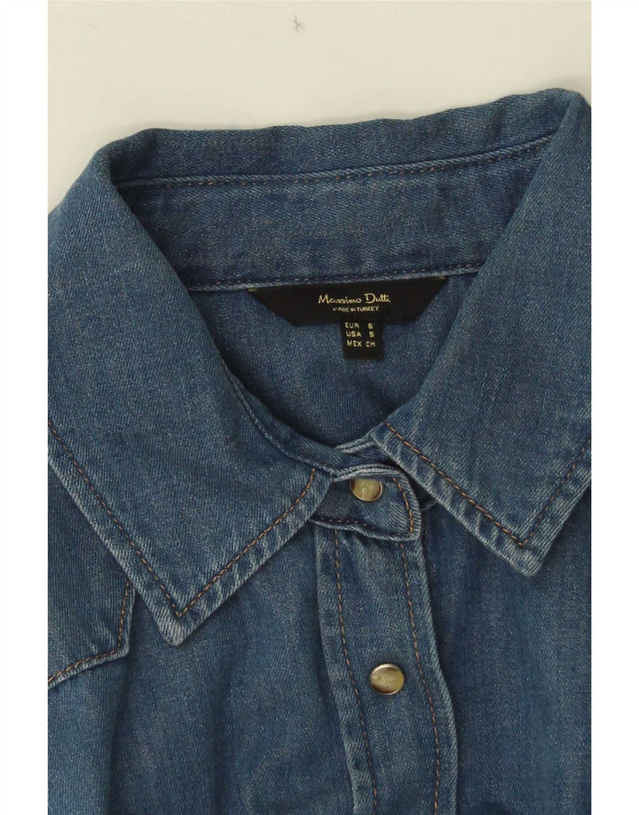 Massimo Dutti Chemise en jean pour femme UK 10 Small Bleu