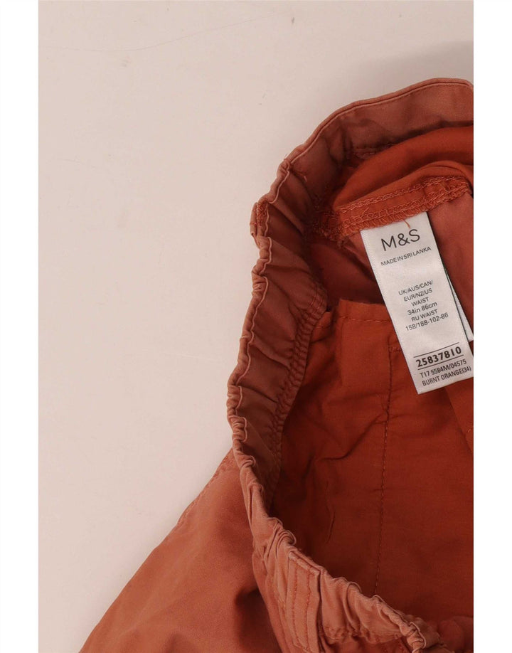 Marks & Spencer Short Chino Homme W34 Large Orange Coton