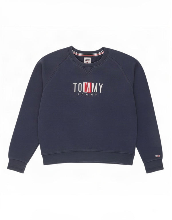 Tommy Hilfiger Womens Graphic Sweatshirt Jumper UK 16 Large Navy Blue