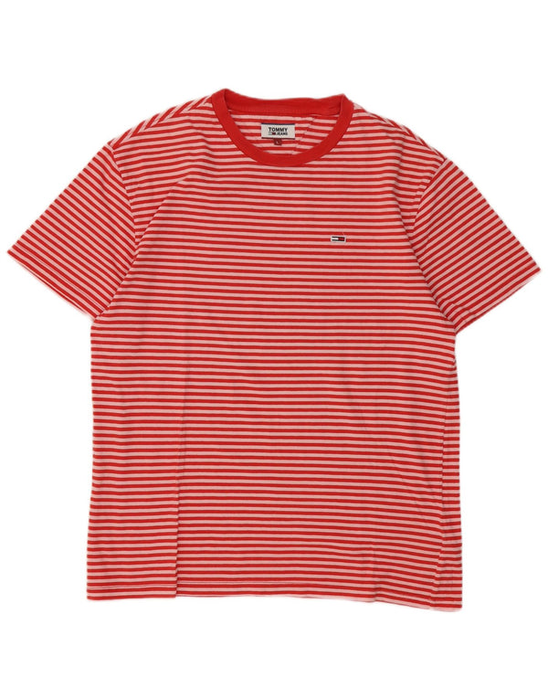 Tommy Hilfiger T-Shirt Homme Haut Large Rouge Rayé Coton