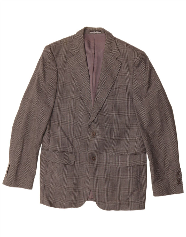 ZARA Veste Blazer 2 Boutons Homme EU 50 Gris Moyen Pied-de-Poule Viscose