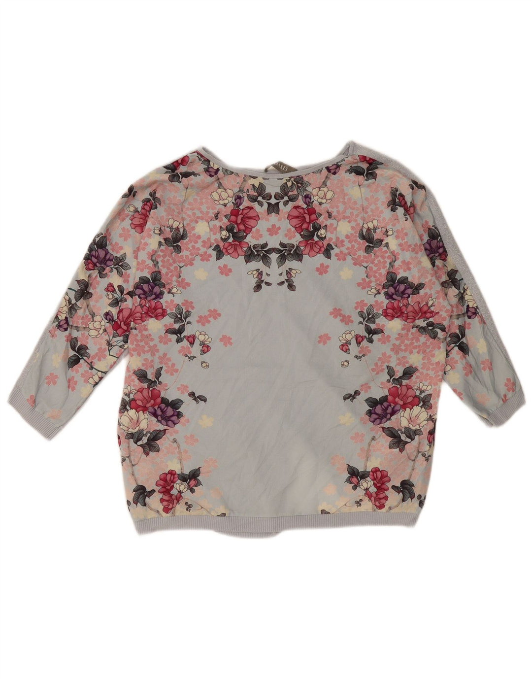 Oasis Pull surdimensionné à col bateau pour femme UK 14 Bleu moyen Floral