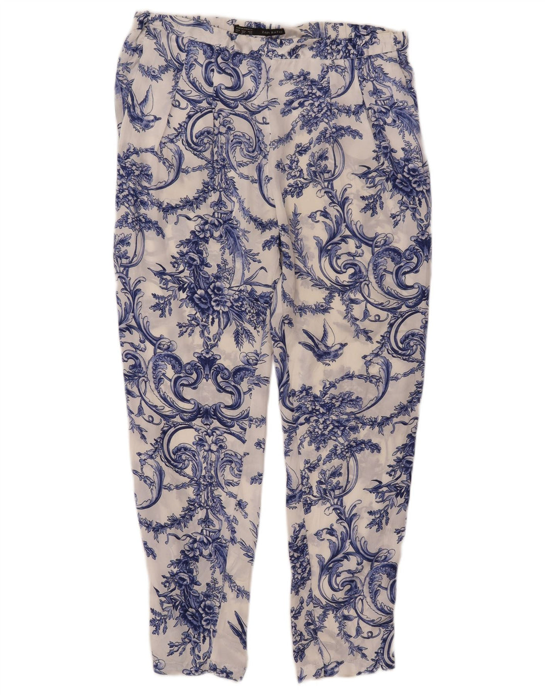 ZARA Pantalon court pour femme XS W30 L25 Blanc Floral