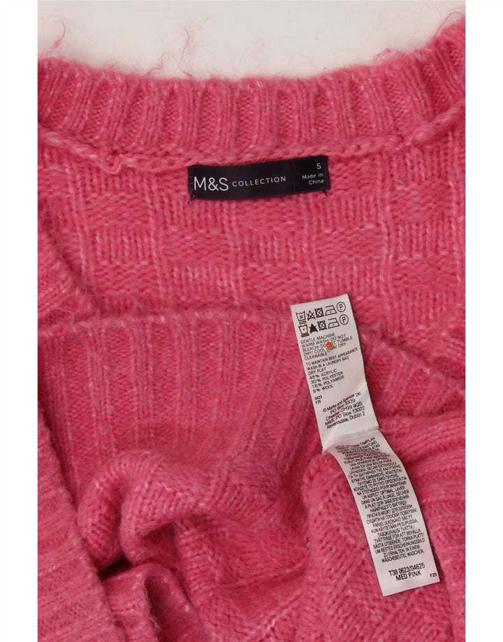 MARKS & SPENCER Pull surdimensionné à col en V pour femme UK 10 Petit Rose