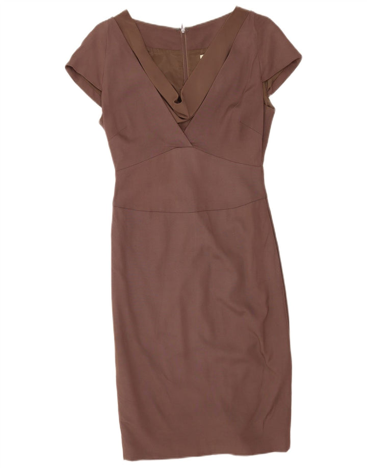 Reiss Robe fourreau pour femme UK 8 Small Marron Viscose