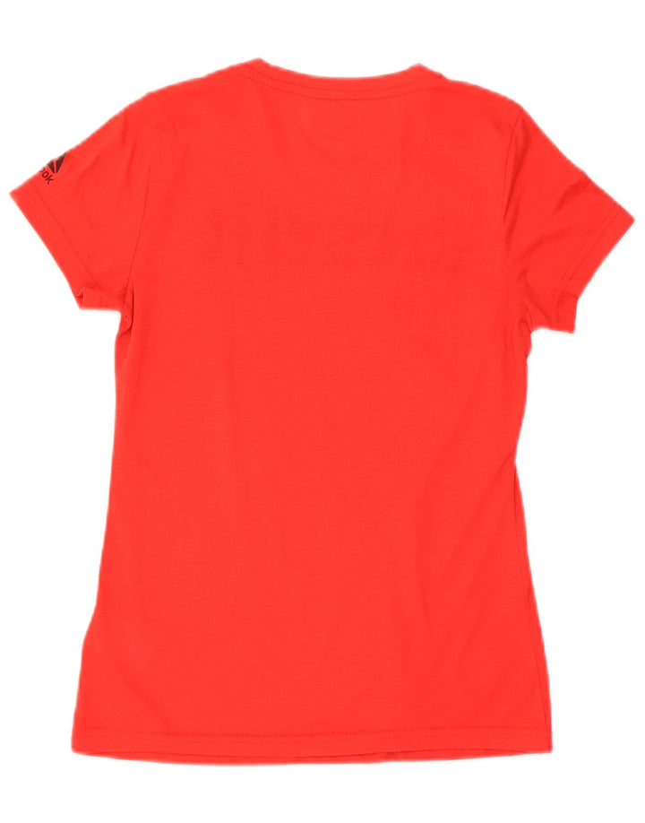 Reebok T-Shirt Speed Wick Graphic Femme UK 8/10 Petit Rouge Polyester