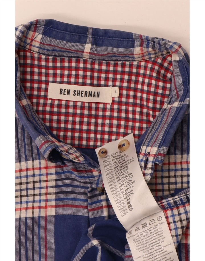 Ben Sherman Chemise Homme Grand Carreau Bleu Marine Coton