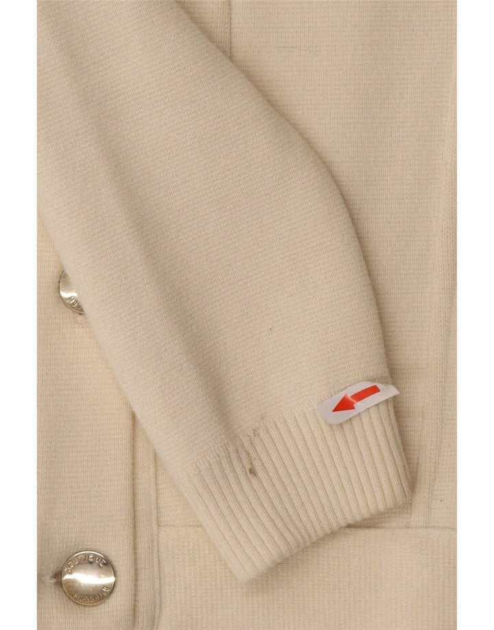 Moschino Pull Cardigan Femme UK 8 Petit Laine Blanc Cassé